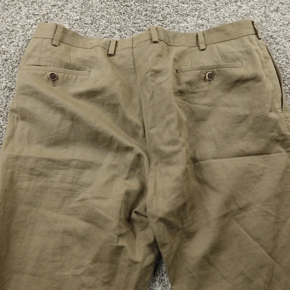 Suit Supply Pants Mens 38X37 Brown Linen Cotton Chino Dress‎ Trouser Slacks Flat